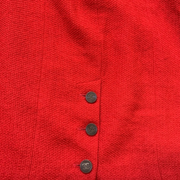 Vintage CHANEL 1998 Red Tweed 2 Piece Jacket Skirt Set Size‎ 46 - Picture 13 of 15
